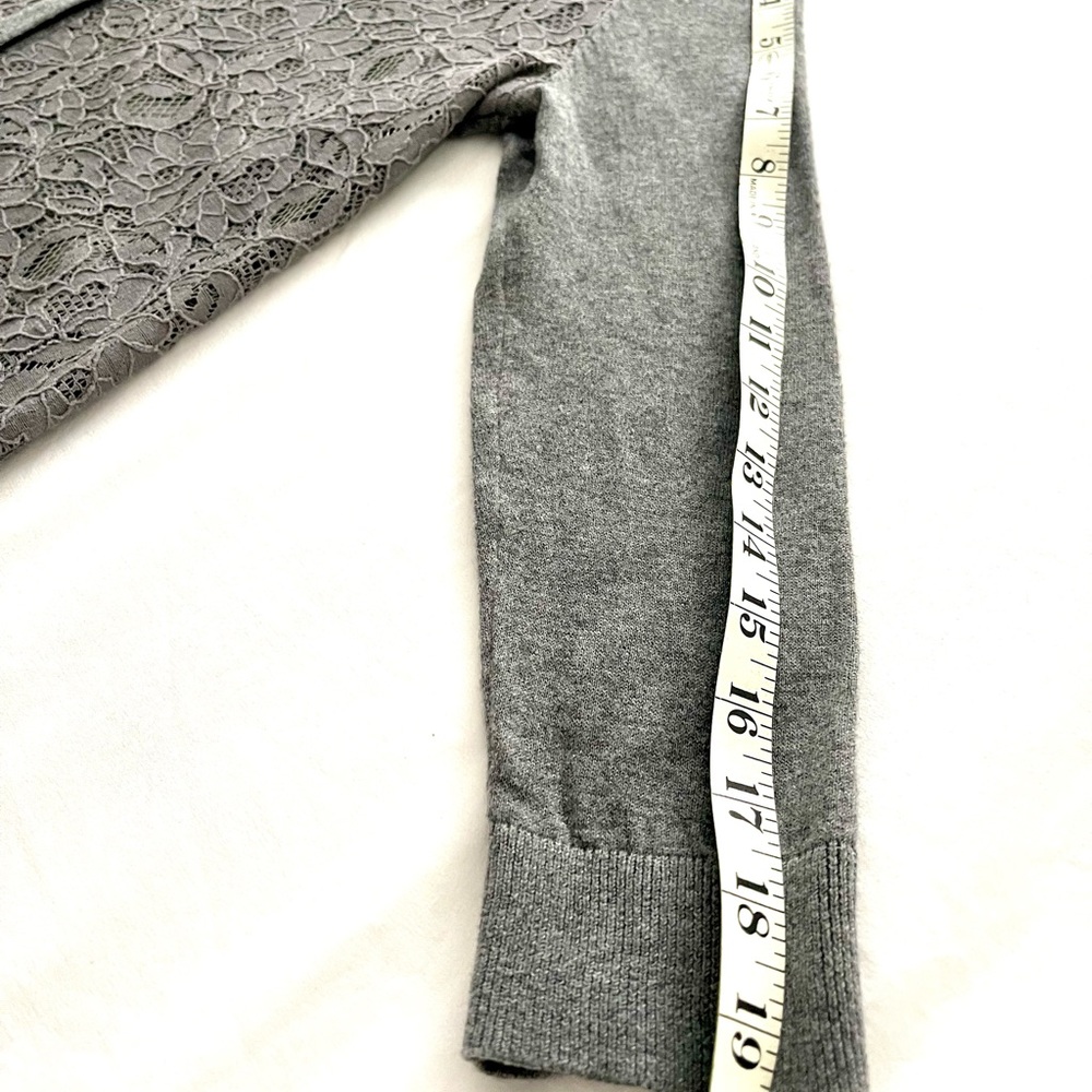 LOFT Gray Lace Cotton/Nylon Stretch Women's Light Sweater - Picture 15 of 15